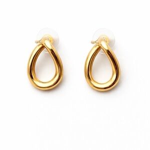 Gold Tone Teardrop Stud Earrings Vintage Style